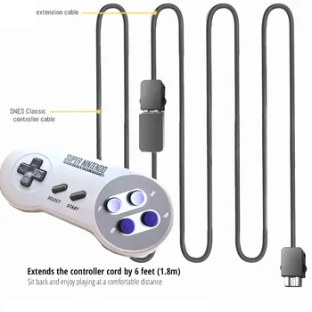 1,8 m de Cable de Extensión cable de Super Diferentes para SNES Mini Wi Mini NES Clásico controlador de Consola de Edición