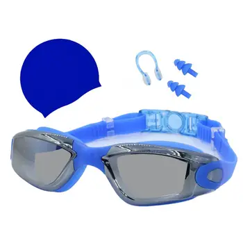 1 Conjunto de Gafas de Buceo de Alta Claridad de la Lente Flexible Ergonomía Anti-niebla Silicona Sombrero de Tapón para el Oído Clip de la Nariz Traje de Buceo