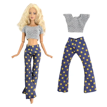 1 Pcs Moda Camisa Gris Corto Trouseres Moderna Ropa para Muñeca Barbie Accesorios de los Niños de casa de Muñecas Juego de Regalos