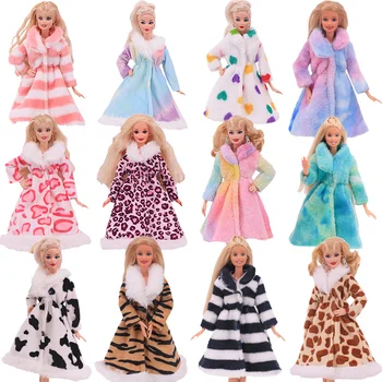 1 Set Multicolor Manga Larga de Piel Suave Capa de Tops de Vestir de Invierno Cálido ropa Casual, Accesorios de Ropa para Barbie Muñeca de Juguete de los Niños