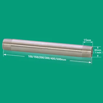10-50cm alargar el tubo de la extensión de la tubería 304 stainleless de acero de 1 pulgada de DN25 igual diámetro conector rosca macho de accesorios de baño