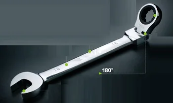 10 MM--de 15 mm cabezal flexible llave de trinquete llave de grado industrial de 180 grados de giro de la cabeza, auto, camión herramienta de reparación