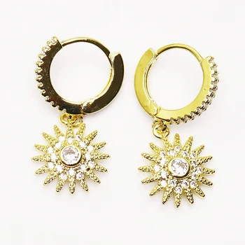 10 Pares de forma de sol cuelgan earrings18K chapado en oro aro del oído de la joyería para las mujeres