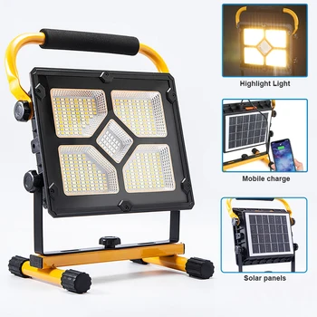 1000watt LED Portátil Recargable Solar Reflector Impermeable Foco Alimentado Reflector al aire libre de la Lámpara de Trabajo Linterna de Camping