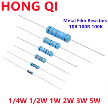 100pcs 1/2W resistor de película Metálica 1R ~ 2.2 M 100R 220R 330R 1K 1.5 K 2.2 K 3.3 K 4.7 K 10K 22K 47K 100K 100 220 330 1K5 2K2 3K3 4K7 ohm