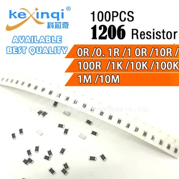 100pcs/lot SMD 1206 Resistencia de 0.25 W 1/4W resistencia 0R 0.1 Ohm R 1R 10R 100R 1K 10K 100K 1M 10M