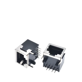 100pcs/lote 56-8P8C de puerto único blindaje de 90 grados PCB jack modular RJ45 conector