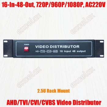 1080P, 960P 720P 16 En 48 AHD TVI CVI CVBS Distribuidor de Video Splitter 2.5 U de Montaje en Rack para señales HD Sistema de Seguridad CCTV