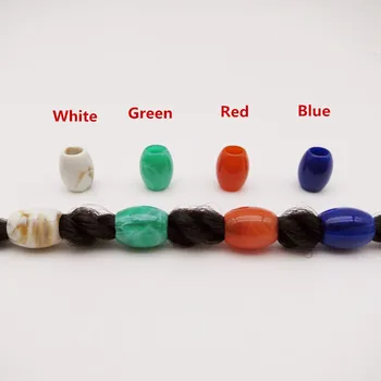 10pcs-20pcs Acrílico diferente de 4 colores Crochet niños de pelo de la trenza de pavor dreadlock anillos de perlas de tubo de aprox Agujero de 6 mm accesorios