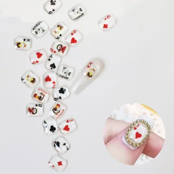 10pcs 3D para Jugar a las cartas de Uñas de Arte de Encantos Cuadrado Plano de Diseño de la Forma Mixta de Vidrio Grande de diamantes de Imitación Para las Uñas de las planas Accesorios