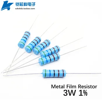 10Pcs 3W Resistor de Película Metálica 1% 0.1 Ohm-0.91 Ohm 1R-910K 1M 1.5 M 2M 10 100 150 200 Ohm 1K 10K 100K de Color Anillo de Resistencia 10R 100R