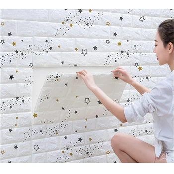 10Pcs 70cmx38cm 3D etiqueta Engomada de la Pared de la Imitación de Ladrillo Dormitorio Decoración para el Hogar Impermeable autoadhesiva de papel Tapiz Salón de TV de Fondo