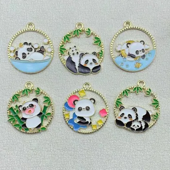 10pcs Esmalte Encantos Pandas Lindos Encantos Colgantes De los Resultados de Joyería de Suministros hechos a Mano de BRICOLAJE Hacer Aretes Collares Accesorios