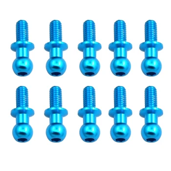 10Pcs Metal Hexagonal Bola Tornillos de Cabeza para el TT01 TT02 Sakura D5 1/10 RC Piezas de Repuesto de Coches Universal,Azul