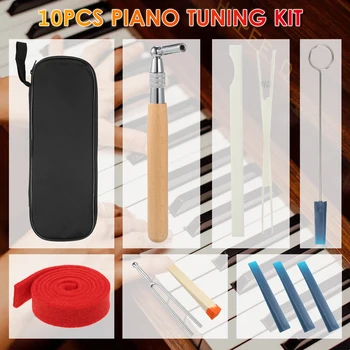 10pcs Piano Tuning Kit Profesional de Herramientas de ajuste Conjunto de Optimización de la Llave de Mango Largo Llave de Goma con Bolsa