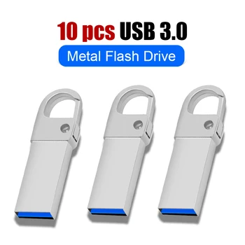 10pcs USB3.0 StickPen Unidad Unidad Flash Usb Stick 32GB 64GB 128GB Pendrive de Metal de la Tarjeta de Memoria Flash 3.0 llave usb Libre Engravelogo
