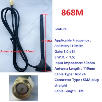 10x de 5DBI 433M 868M Tonto de la Antena de 50ohm cable RG174 SMA plug recto para RT18A01 DTU RS485 Transceptor Inalámbrico