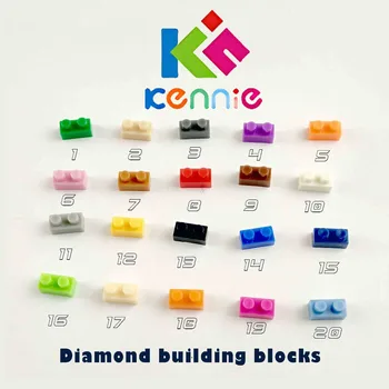 18000pcs/lote Kennie mini NO.3023 a Granel color de las Piezas a granel bricks 1x2 Partículas de Pequeño Clásico de Diamante bloques de construcción de la Parte de BRICOLAJE, juguetes