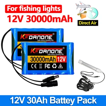 18650 batería de 12V 30000mah 3s2p Capacidad DC 12.6 v 30Ah 20Ah Portátil Recargable de Li-ion para la pesca de luces+ Cargador