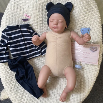 19inch Ya Pintado Terminado de Reborn Baby Doll Sam Dormir Bebé Recién nacido Tamaño de la 3D de la Piel Visible de las Venas de la Colección de Arte de la Muñeca