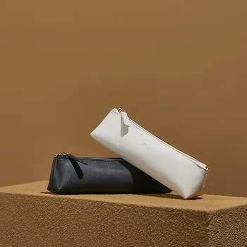1pc de la PU Impermeable Negro Lápiz Blanco, Bolsa de 20x4.4x5cm