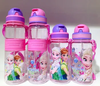 1pcs 350-500 ml de Disney los Niños de dibujos animados Congelado Elsa paja taza chica chico hervidor de agua anti-quemaduras botella de Cordón taza a prueba de Fugas de la gota