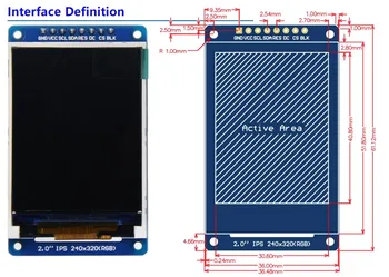 2.0 pulgadas IPS LCD TFT Módulo 8 pin ST7789 pantalla a color de 320*240 de resolución SKU MSP2008