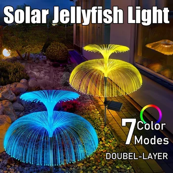 2/5/8PCS Solares del Jardín de las Medusas Luces al aire libre Impermeable de Paisaje Creativo de la Luz 7 Color RGB Cambio de Luz de Fibra Óptica Decoración