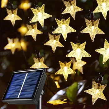 20/30/50/100 LED Brillo de la estrella Solar de la Cadena de Luces al aire libre Impermeable de Navidad guirnalda de Luces de Hadas de la Fiesta de Jardín Decoración del Hogar