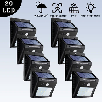 20 LED Luces Solares al aire libre del Sensor de Movimiento PIR de Luz de Pared Impermeable de Emergencia LED de Luz de Calle del Jardín de la Lámpara del Porche