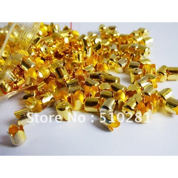 2000pcs 6.5 mm chapado en oro hallazgos de la joyería de la perla de decisiones engarzado cuentas punta de cable de cable de la tapa de la tapa de extremo