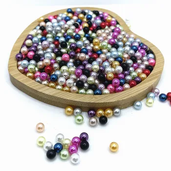 200pcs 5mm Tamaño Mixta Multicolor de Plástico No hay Agujero Redondo de Imitación Perlas de Perlas de BRICOLAJE Joyas de Ajuste de Cordón