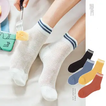 2019 la Primavera y el verano de las nuevas mujeres de calcetines Japonés de algodón hueco de malla transpirable dos bares estudiante calcetines de los deportes