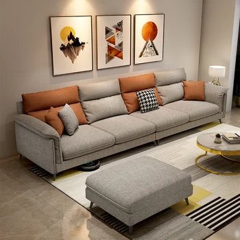 2022 nueva tecnología popular de tela de sofá de la sala pequeña moderna combinación de tres simple-persona de algodón y ropa de cama de sofá