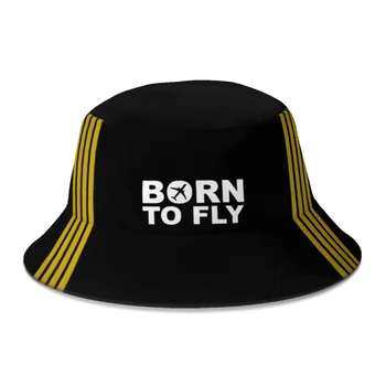 2022 Nuevo Verano Nacido Para Volar Capitán Rayas Bucket Hats para Unisex de Playa Plegable Bob Pesca Pescador Sombrero Sombreros Cap