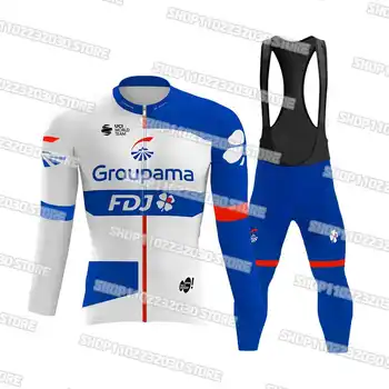 2023 Equipo Groupama FDJ Jersey de Ciclismo Conjunto Blanco Nuevo Hombre Azul de Verano de carreras de MTB de la Ropa de Manga Larga Ropa Ciclismo Bicicleta Uniforme