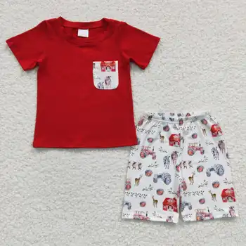 2023 Nuevas Llegadas RTS Bebé de la Granja de Ropa Trajes de Bebé pantalones Cortos de Verano, Trajes de Niños de la Roja Camiseta de Conjuntos