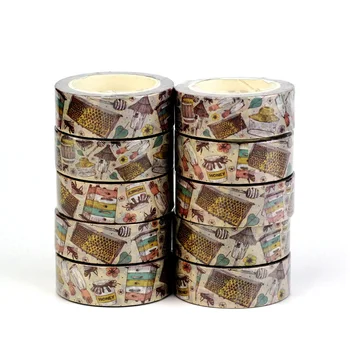 2023 NUEVO a Granel 10pcs/Lot Decoración Vintage de las Abejas de la Colmena Miel Washi Tapes para Scrapbooking Planificador de Adhesivo de Cinta de Enmascarar Lindo Papelería