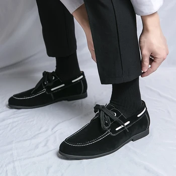 2023 Nuevos Hombres del Zapato de Vestir de Moda del Dedo del pie Cuadrado de Encaje Cómodo, Transpirable Casual Plano de Trabajo de Negocios Masculino Calzado Chaussure Homme