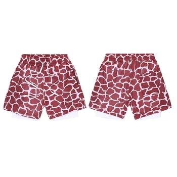 2023 Verano de Impresión de Leopardo Macho Casual pantalones Cortos de los Hombres de la Moda del Gimnasio Fitness de secado Rápido pantalones Cortos de Playa de Ejecución de Sudadera con Bolsillos