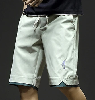 2023 Verano Nueva Moda Casual pantalones Cómodos de los Hombres de Algodón Suelta Pila de pantalones Cortos Delgado Cordón Recto Cortos de Ajuste
