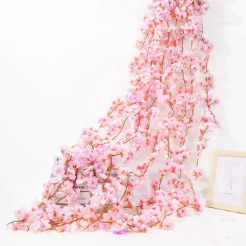 230CM Artificial Sakura Flores de la Vid de la Boda de Jardín de Rosas Arco Fiesta en Casa de la Decoración de Navidad de la Novia Falsa de Seda de la colección de recortes de Plantas