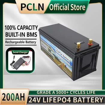 24V LiFePO4 Batería 200Ah Integrado en BMS de Litio Fosfato de Hierro de las Células Pack Para Sustituir a la Mayoría de la Energía de Respaldo de Energía en el Hogar de Almacenamiento