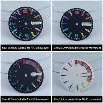 28.5 MM de diámetro especial de doble calendario dial del reloj de esfera luminosa adecuada para NH36 movimiento de reloj de accesorios