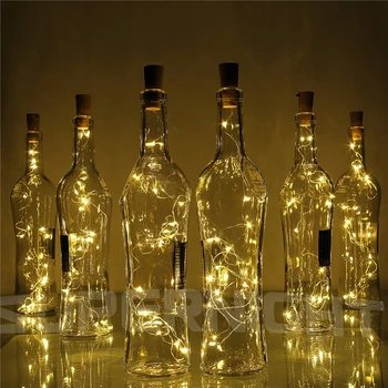 2M 20-LED de Alambre de Cobre de la Cadena de Luz con Tapón de Botella para la Artesanía de Vidrio Botella de la Boda Decoración de Navidad de la cadena de luces