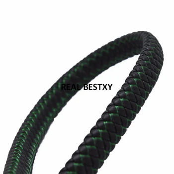 2m/lote aprox: 12*6mm negro verde Plana con Cordón de Cuero DIY de la Cuerda de Rosca de la Cadena de Encaje de los Resultados de Joyería de BRICOLAJE Gargantilla