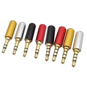 2Pcs de 3,5 mm 3/4Pole de Audio Jack Macho Plug Estéreo Chapado en Oro del Conector de Auriculares Jack Cable de Adaptador de Soldadura blanda para la Reparación de BRICOLAJE de Auriculares