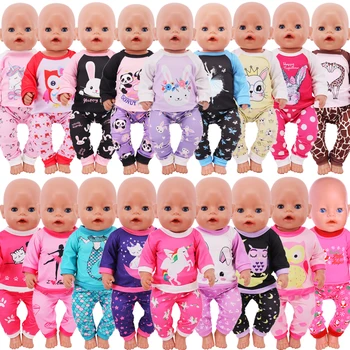2Pcss/set=camiseta de Manga Larga+Pantalones Pop Ropa de la Muñeca Complementos 43Cm de Reborn Baby y 18 pulgadas Amerikaanse Pop Chica de Juguetes de Nuestra Generación