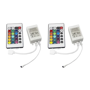 2X LED RGB Controlador de INFRARROJOS del mando FB 24 Teclas de 12V Blanco