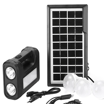 3.5 W Panel Solar de la Luz 3 Conjunto de la Bombilla de la Linterna de Ahorro de Energía de la Luz Solar al aire libre de Interior LED Recargable Luz